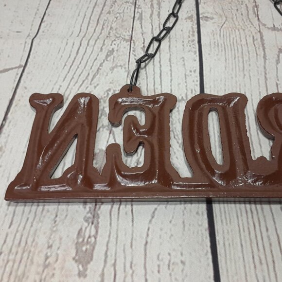Garden Sign Cast Iron Rustic Metal Wall Plaque With Hanging Chain - Picture 8 of 10